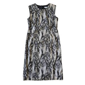 Calvin Klein Lace Overlay Sheath Dress Women's 4 Black Formal Sleeveless Stretch